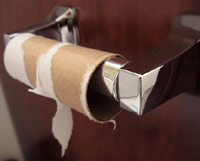 Empty toilet paper roll on in the bathroom