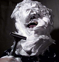 Shaving cream covering entire face