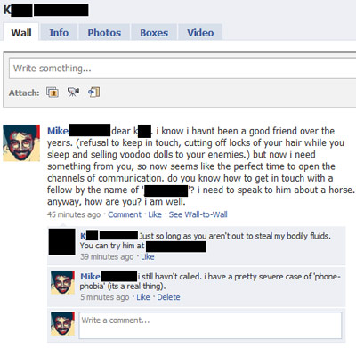 Facebook wall conversation