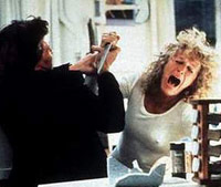 Fatal Attraction movie scene - woman trying to stab man