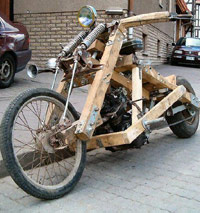 Motorcycle made out of wood 2x4's