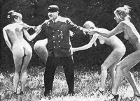 Adolf Hitler playing outside with naked girls