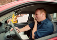 Guy honking in a drive-thru