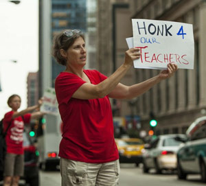 Chicago teacher's strike protest sign