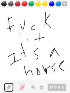 Fuck it, it's a horse (on Draw Something)