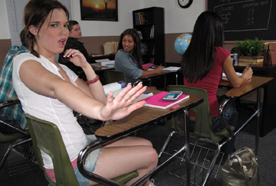 Hot girl student in a classroom