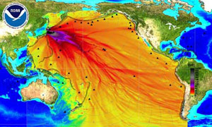 Chart of how nuclear radiation spreads from Japan to North America