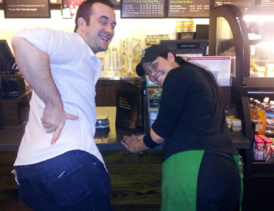KC and Ashley Garmany at Starbucks