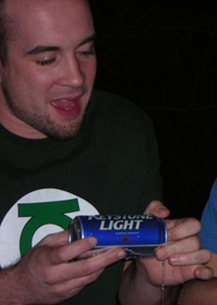 KC shotguns a Keystone Light beer