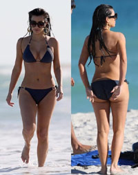 Kim Kardashian on the beach in a bikini