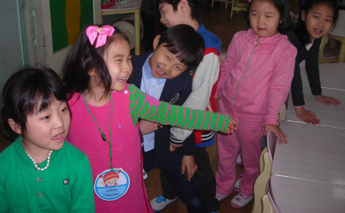 Korean children line up at a talent show