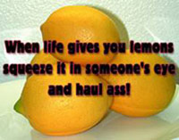 When life give you lemons, squeeze it in someone's eye and haul ass!