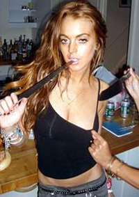 Lindsay Lohan with knives