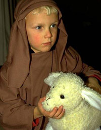 Little boy dressed as a shepard