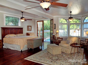 Living room is painted eggshell white