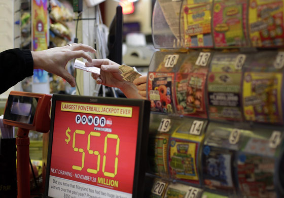 Buying a lottery ticket at a gas station