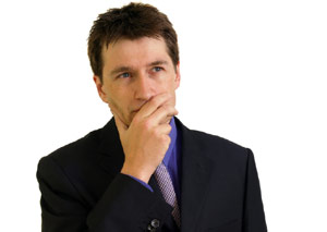 Man thinking hard