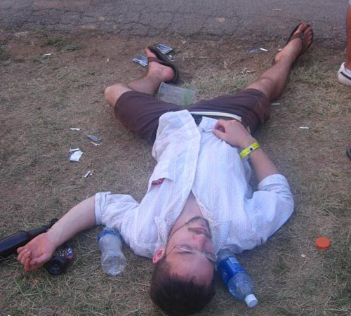 Man sleeps outside on the ground without a tent