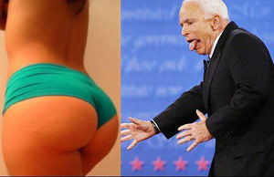 John McCain sticks tongue out on stage
