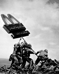 McDonald's flag being hoisted in World War II.