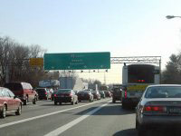 Car merging onto the interstate highway