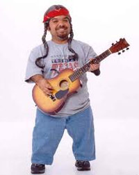 Midget guy playing the guitar