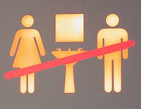 Restroom occupied sign on airplane