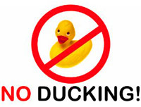'No ducking' sign with a duck and cancel mark