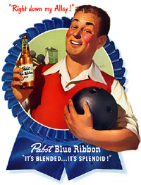 Old timey Pabst Blue Ribbon poster ad