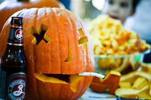 Pumpkin beer at Halloween party