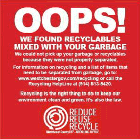 Recycling warning sticker
