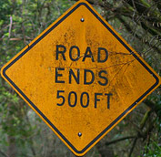 Road ends 500 feet sign