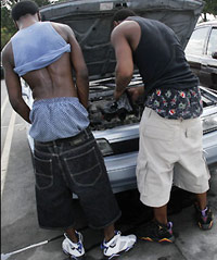 Two black guys with sagging pants