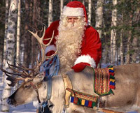 Santa pets Rudolph the Red-Nosed Reindeer