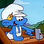 Smurf with a hammer