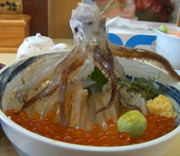 Cold squid served on a dinner plate in Japan