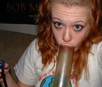 Girl caught taking a bong hit