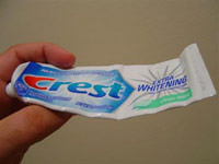 Empty toothpaste tube