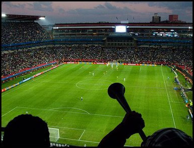 Vuvuzela in the stadium at the South Africa World Cup 2010