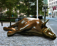 Dead bull monument on Wall Street
