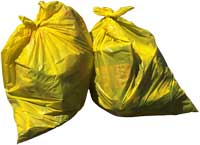Yellow recycling garbage bags