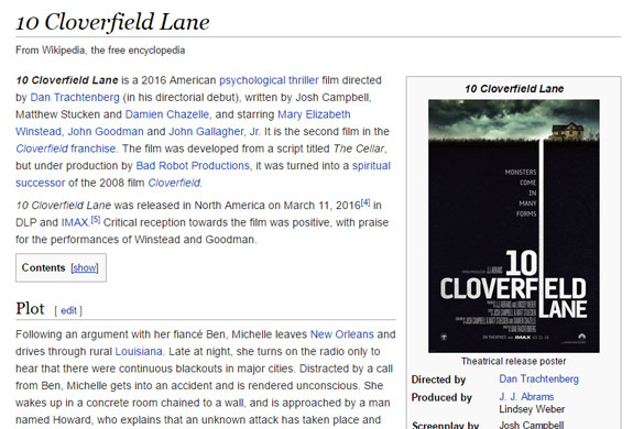 10 Cloverfield Lane Wikipedia plot summary