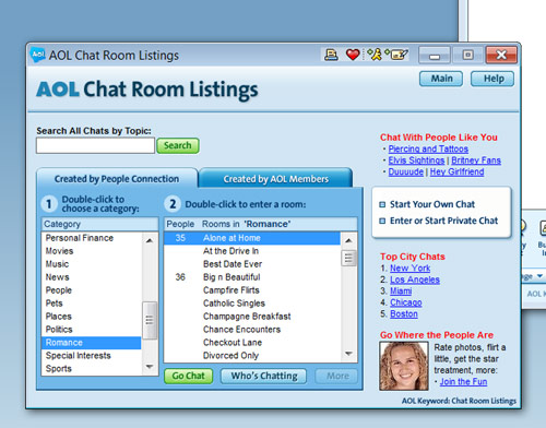 AOL chatroom directory