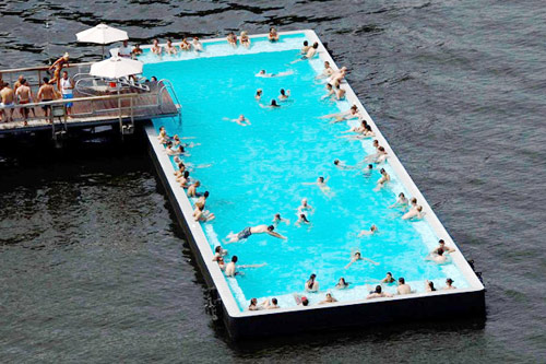 Germany's Badeschiff in summer