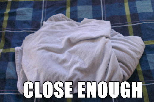 Close enough for folding a fitted sheet into a ball