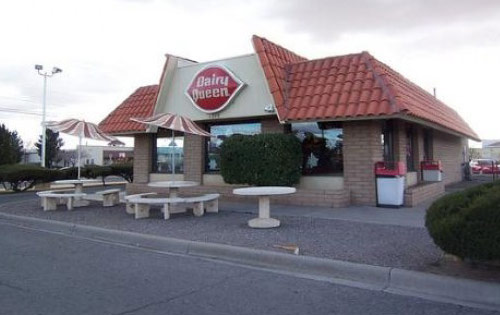 Dairy Queen patio at sunset