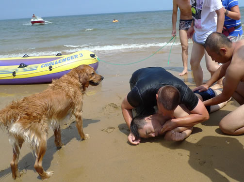 Dog drowning a human