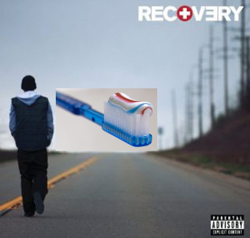 Eminem toothpaste Recovery album cover