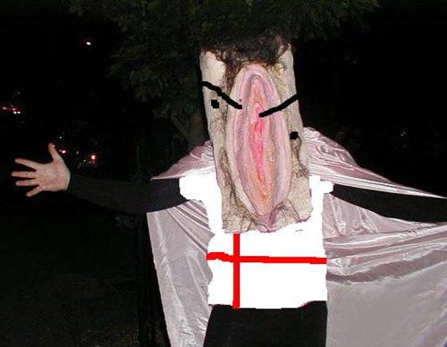 English man in vagina costume