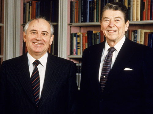 Gorbachev and Ronald Reagan